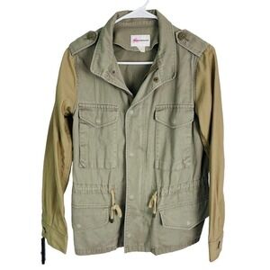Club Monaco Utility Anorak Jacket Womens S Khaki Green Cargo Contrast Sleeve